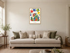 Little Wonders — Garden Party Children’s Art Print at A2, in a natural wood frame, in a sitting room