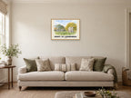 Bury St Edmunds — English Watercolour Art Print at A2, in a natural wood frame, in a sitting room