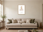 Stand Tall — Giraffe Growing Dreams Nursery Print at A2, in a natural wood frame, in a sitting room