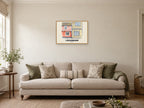 Lavenham — English Watercolour Art Print at A2, in a natural wood frame, in a sitting room