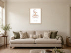 Dream Big — Giraffe Growing Dreams Nursery Print at A2, in a natural wood frame, in a sitting room