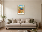 Go on an Adventure — Railway Days Children’s Art Print at A2, in a natural wood frame, in a sitting room