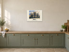 Hull — Gouache Art Print at A2, in a white frame, in a kitchen