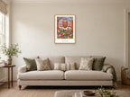 Shine Your Light — Forest Folk Children’s Art Print at A2, in a natural wood frame, in a sitting room