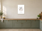 Dream Deep — Ocean Lullabies Nursery Print at A2, in a white frame, in a kitchen