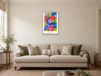 Think Differently — Pattern Play Children’s Art Print at A2, in a natural wood frame, in a sitting room