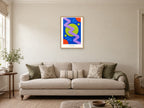 Be Yourself — Pattern Play Children’s Art Print at A2, in a natural wood frame, in a sitting room