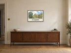 Clitheroe — English Watercolour Art Print at A2, in a black frame, above a sideboard
