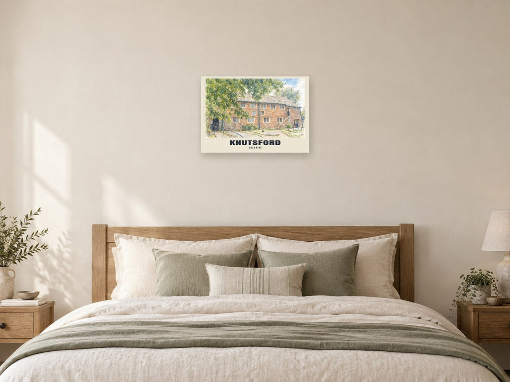 Knutsford — English Watercolour Art Print at A2, as a poster, above a bed