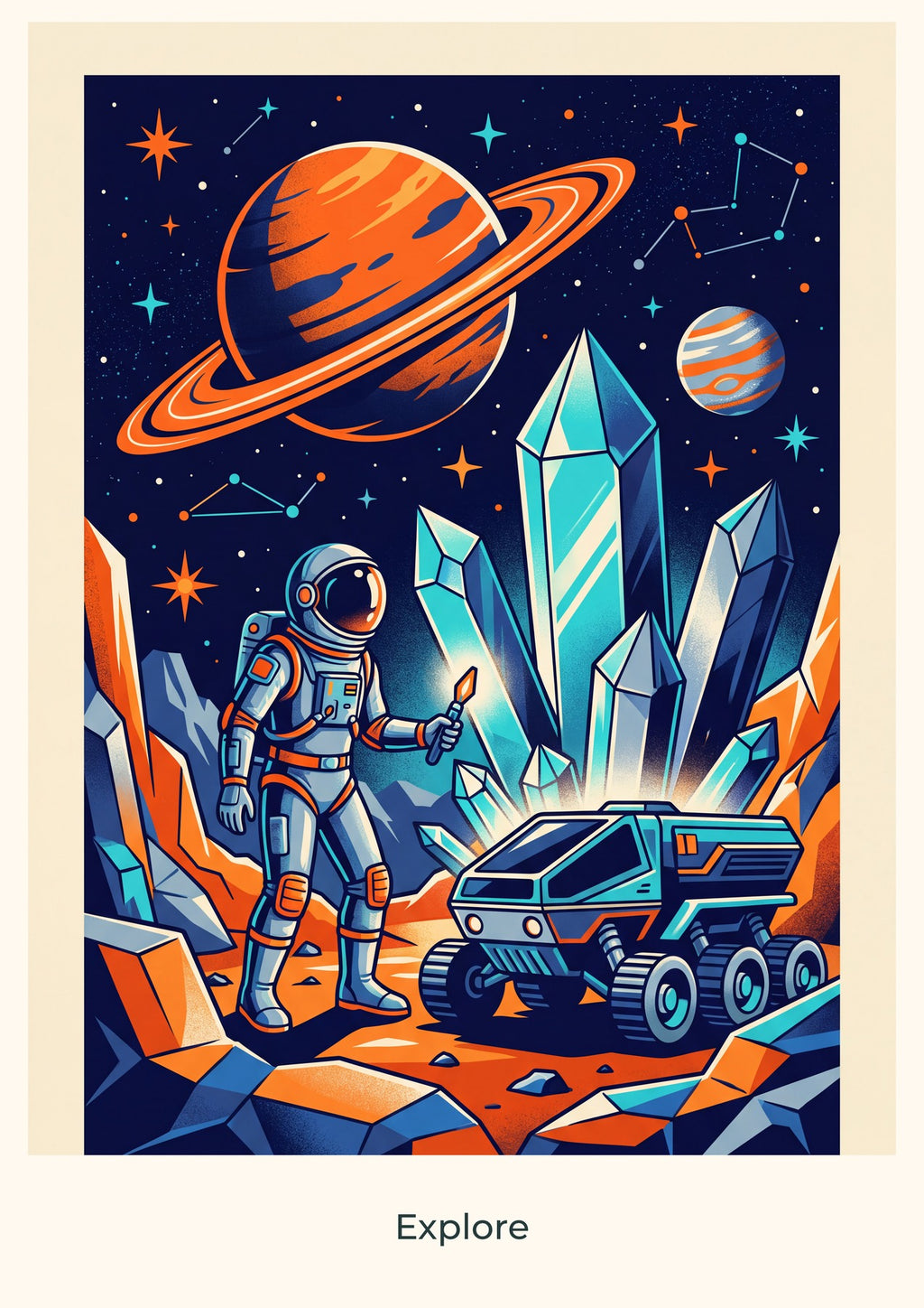 Explore — Cosmic Explorers Children’s Art Print