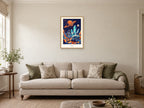 Explore — Cosmic Explorers Children’s Art Print at A2, in a natural wood frame, in a sitting room