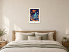Explore — Cosmic Explorers Children’s Art Print at A2, as a poster, above a bed