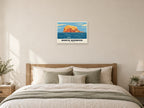 North Berwick — Retro Railway Art Print at A2, as a poster, above a bed