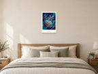 Beyond — Cosmic Explorers Children’s Art Print at A2, as a poster, above a bed