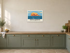 North Berwick — Retro Railway Art Print at A2, in a white frame, in a kitchen