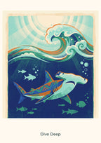 Dive Deep — Deep Blue Discovery Children’s Art Print