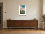 Take Your Time — Quiet Confidence Children’s Art Print at A2, in a black frame, above a sideboard