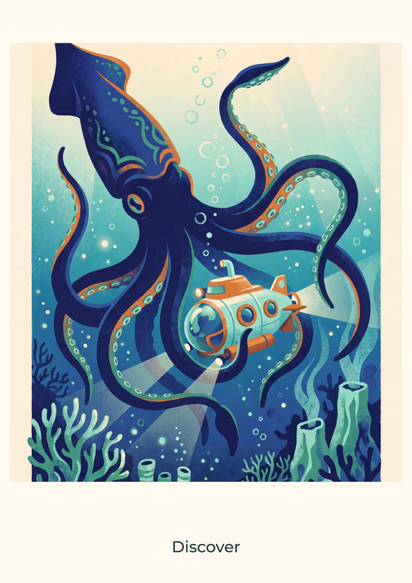 Discover — Deep Blue Discovery Children’s Art Print