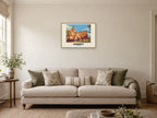 Orkney — Retro Railway Art Print at A2, in a natural wood frame, in a sitting room