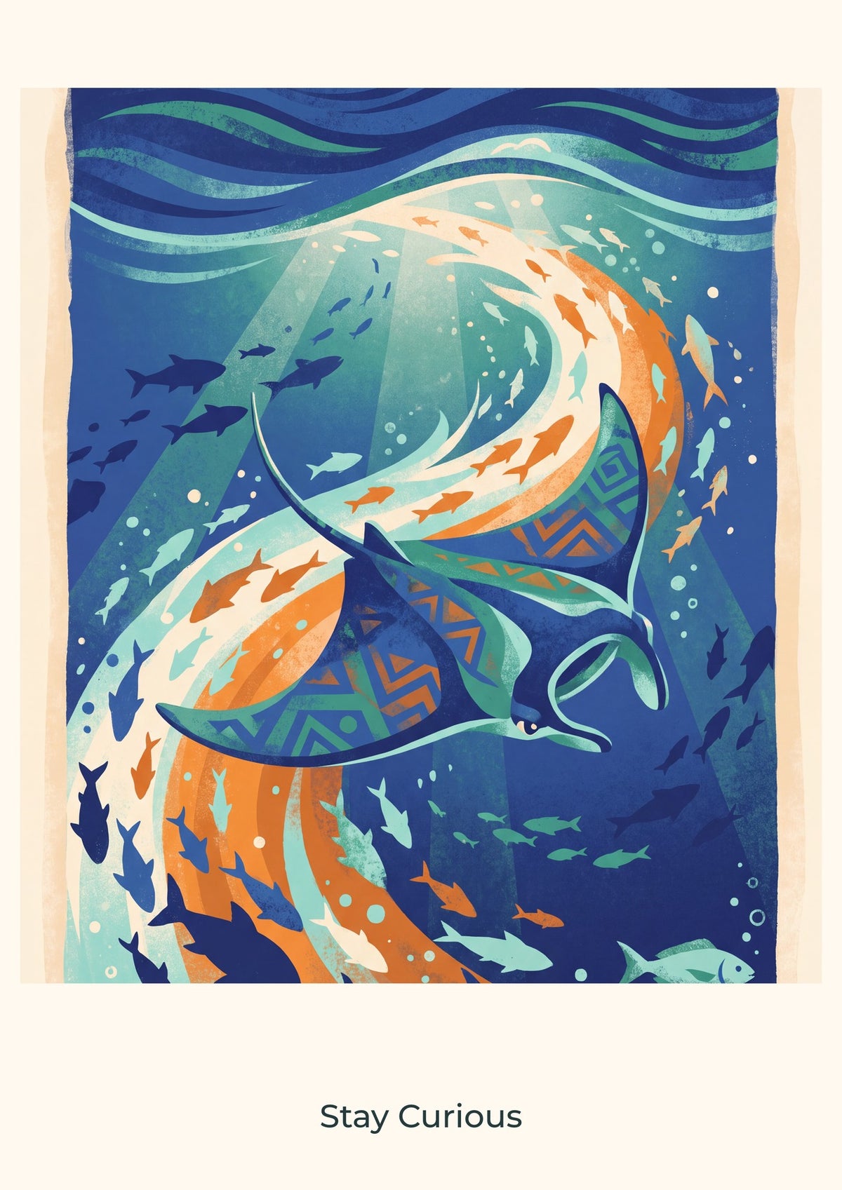 Stay Curious — Deep Blue Discovery Children’s Art Print