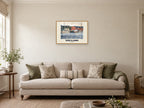 Shetland — Gouache Art Print at A2, in a natural wood frame, in a sitting room