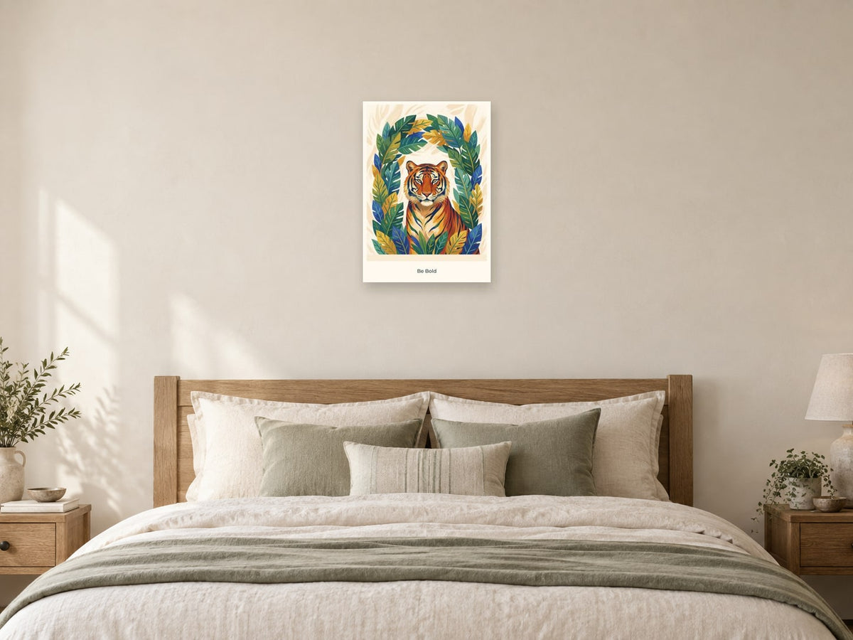 Be Bold — Wild Earth Children’s Art Print at A2, as a poster, above a bed