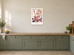 Make Some Noise — Music Makers Children’s Art Print at A2, in a white frame, in a kitchen
