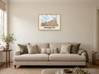 Winchester — English Watercolour Art Print at A2, in a natural wood frame, in a sitting room