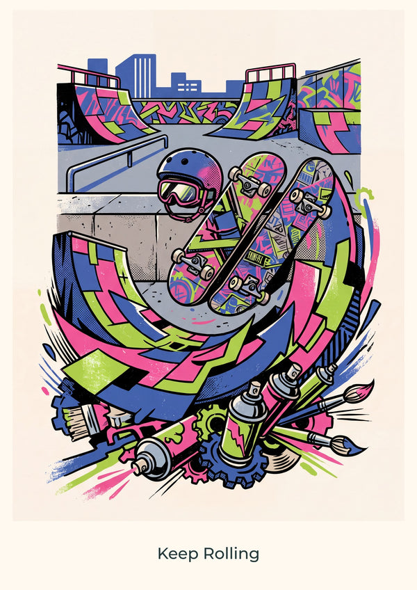 Keep Rolling — Skate & Create Children’s Art Print