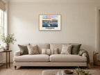 Penzance — Gouache Art Print at A2, in a natural wood frame, in a sitting room