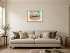 Bournemouth — Retro Railway Art Print at A2, in a natural wood frame, in a sitting room