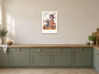 Create — Inventor’s Club Children’s Art Print at A2, in a white frame, in a kitchen