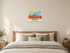 Morecambe — Retro Railway Art Print at A2, as a poster, above a bed