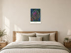 Stay Curious — Botanical Explorers Children’s Art Print at A2, as a poster, above a bed
