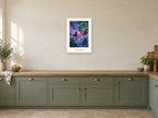 The Journey Begins — Quest Beyond Children’s Art Print at A2, in a white frame, in a kitchen