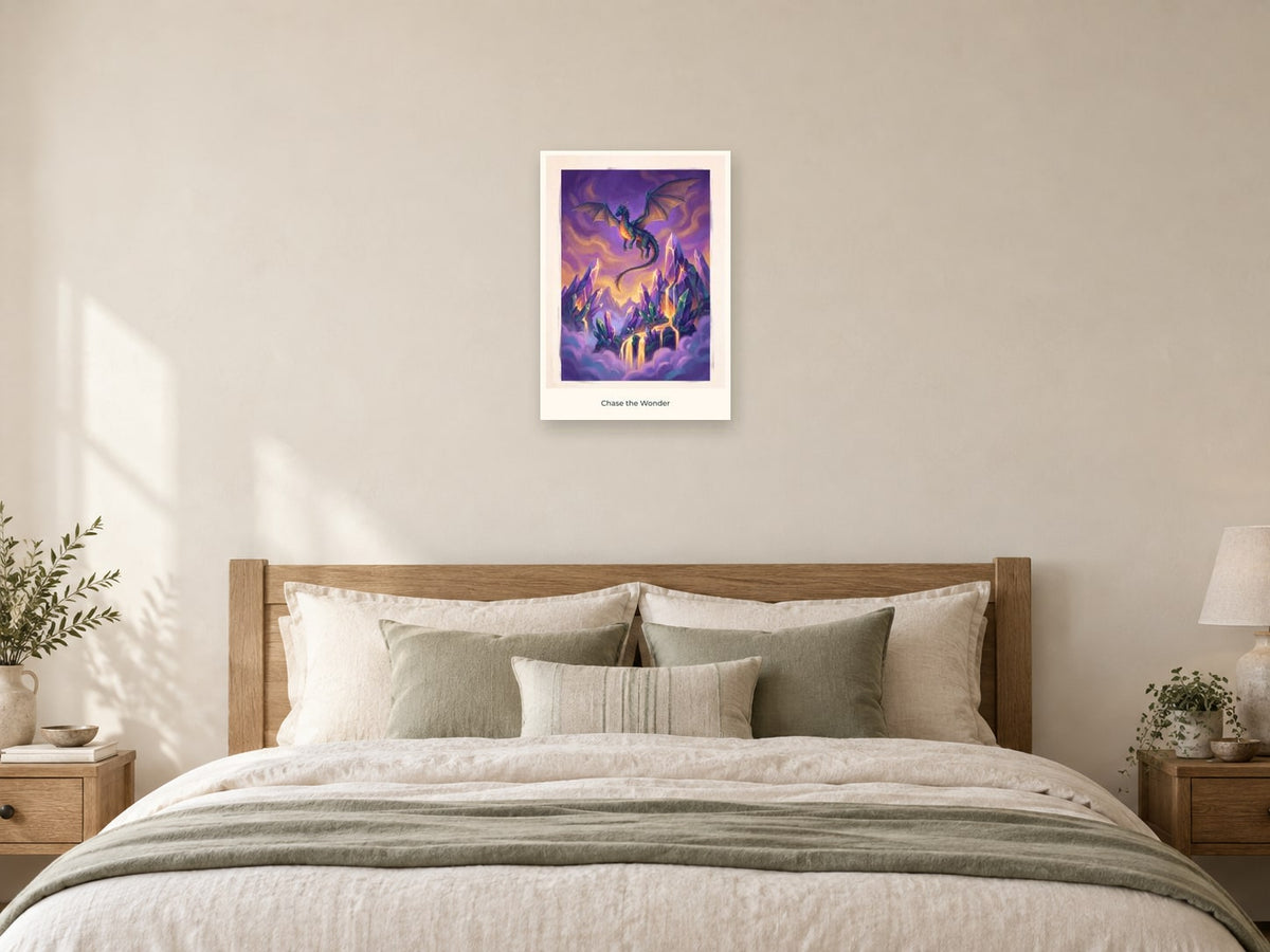 Chase the Wonder — Quest Beyond Children’s Art Print at A2, as a poster, above a bed
