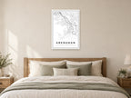 Aberaman Village Centre Street Map Poster at A1, as a poster, above a bed