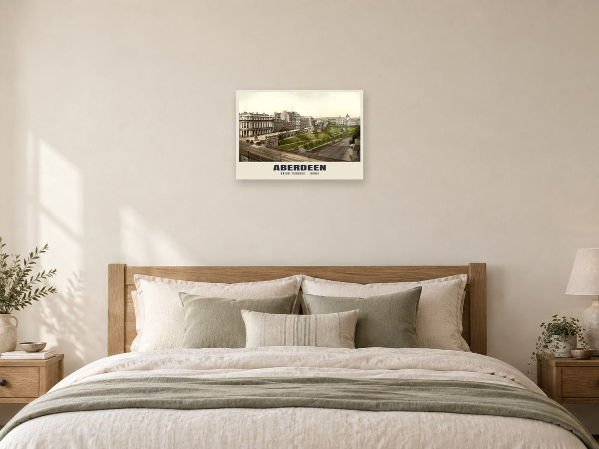 Union Terrace, Aberdeen, 1890s Heritage Print at A2, as a poster, above a bed
