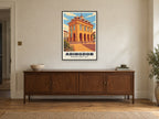 Abingdon County Hall Poster at A1, in a black frame, above a sideboard