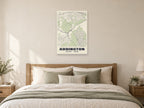 Addington Heritage Street Map Poster at A1, as a poster, above a bed