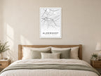 Aldershot Town Centre Street Map Poster at A1, as a poster, above a bed