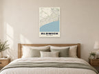 Aldwick Street Map Poster at A1, as a poster, above a bed