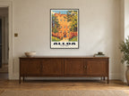 Alloa Tower Poster at A1, in a black frame, above a sideboard