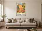 Alloa Tower Poster at A1, in a natural wood frame, in a sitting room