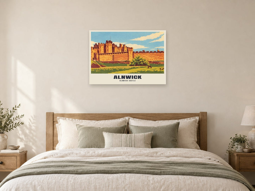 Alnwick Castle Poster at A1, as a poster, above a bed