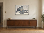 Our Lady Star of the Sea Church, Amlwch Poster at A1, in a black frame, above a sideboard