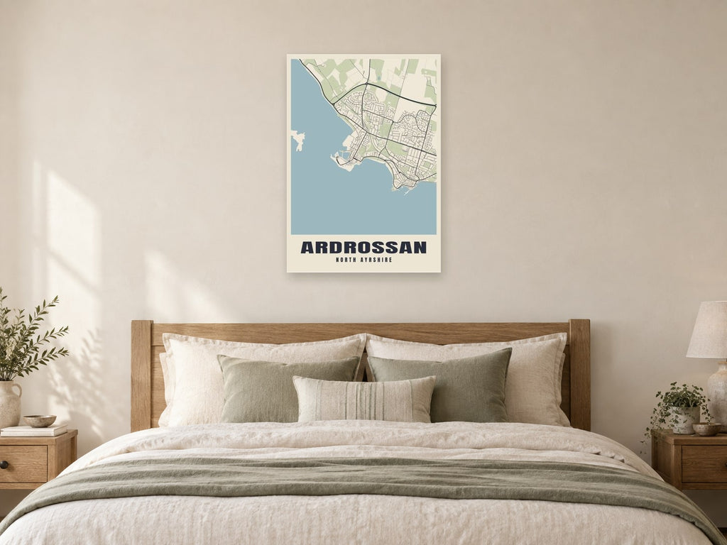 Ardrossan Street Map Poster at A1, as a poster, above a bed