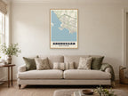 Ardrossan Street Map Poster at A1, in a natural wood frame, in a sitting room