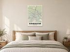 Arnhem Street Map Poster at A1, as a poster, above a bed