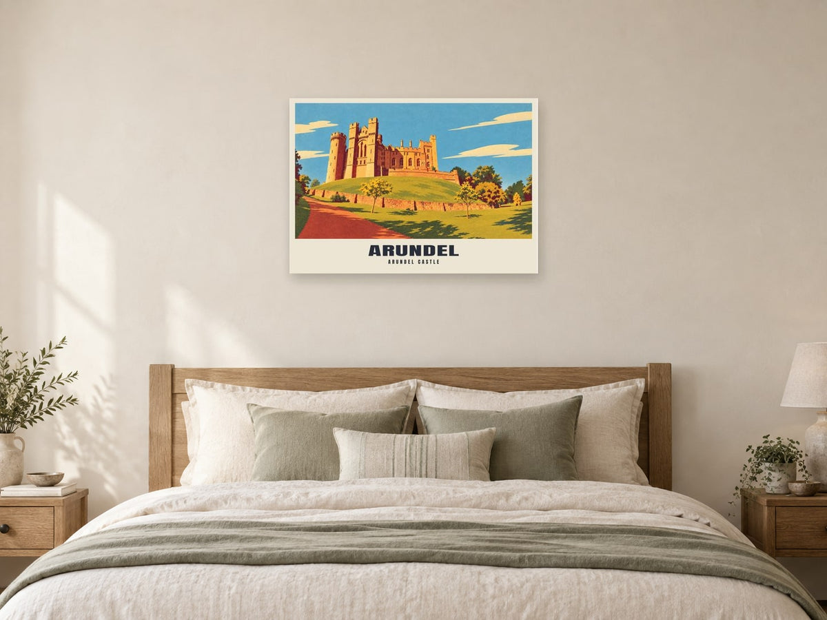 Arundel Castle Poster at A1, as a poster, above a bed
